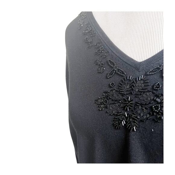 Vintage Vision Apparel Women’s Silk Blend Beaded Sequin V-Neck Sweater Size 1X - Picture 5 of 10